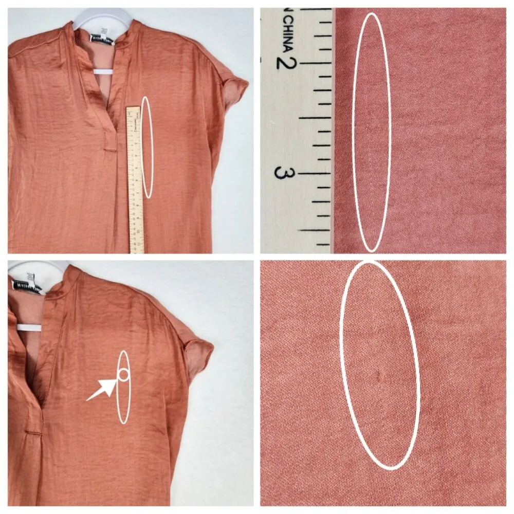 Anthropologie Maison d'Amelie Paris Women's V Neck Top Size XS Orange Blouse - Image 4