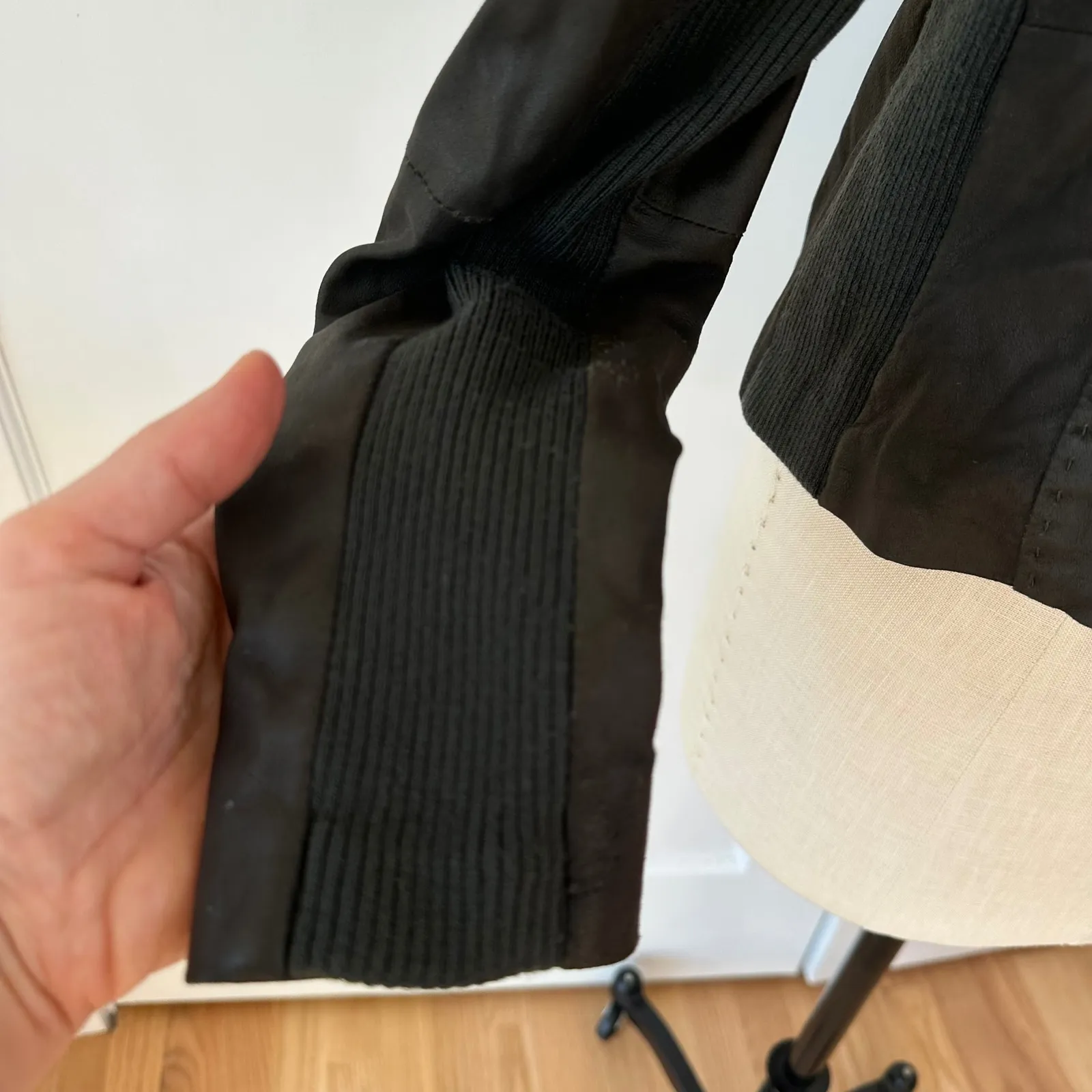 Vince Leather Scuba Zip Moto Jacket‎ Dark Olive Green Size M - Image 5