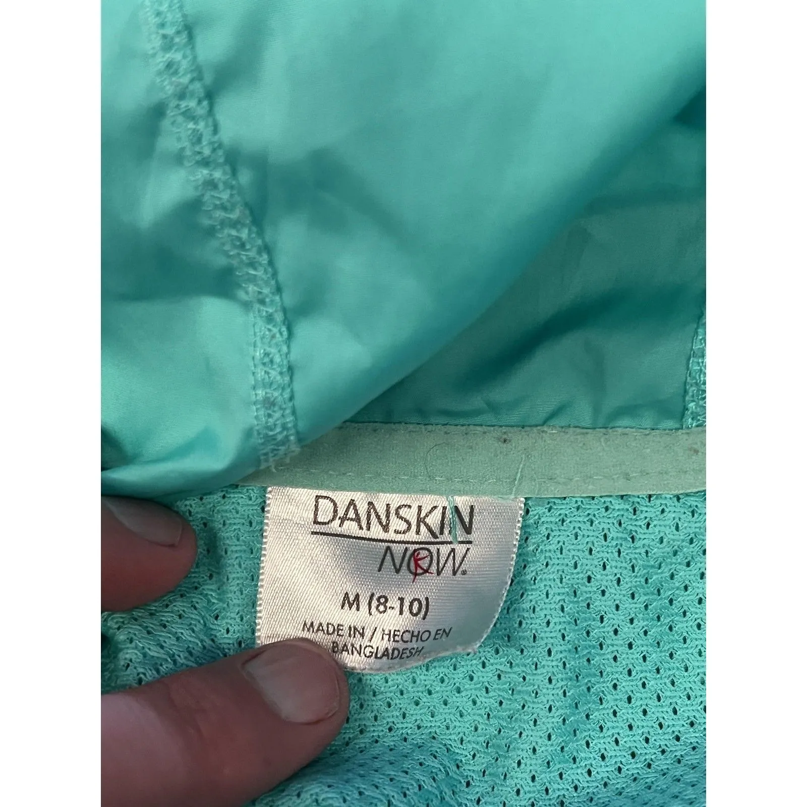 Danskin Now Jacket Womens Medium Blue Fish Hooded Lightweight Windbreaker Mesh - Image 6