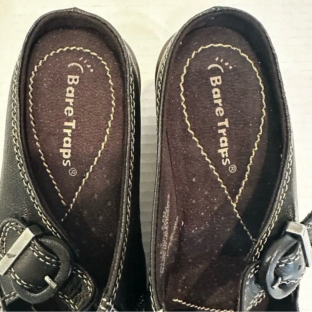 BareTraps Huntley‎ Leather Upper Mules Women's 6.5 Black Buckle Boho Casual NWOT - Image 4