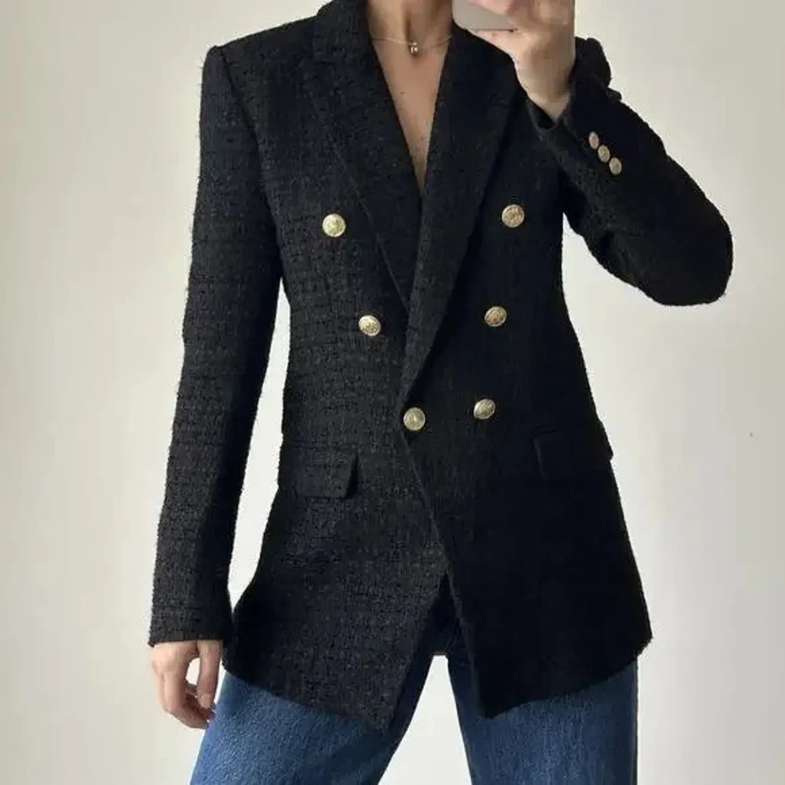 Zara Tweed Jacket Women XS Double Breasted Blazer Equestrian Quiet Luxury *READ* - Image 2