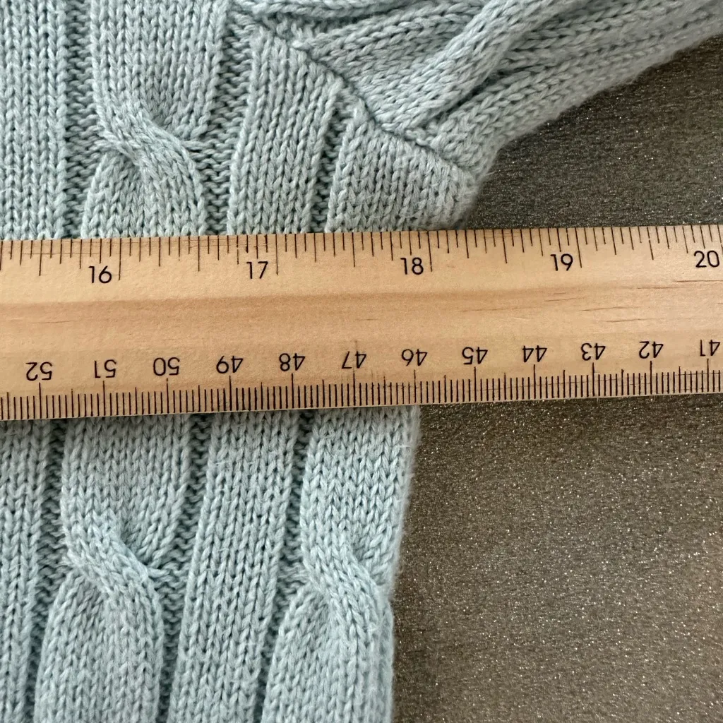 Ralph Lauren  Cable Knit Sweater Light Blue Silver Button Shoulder (1112) - Image 10