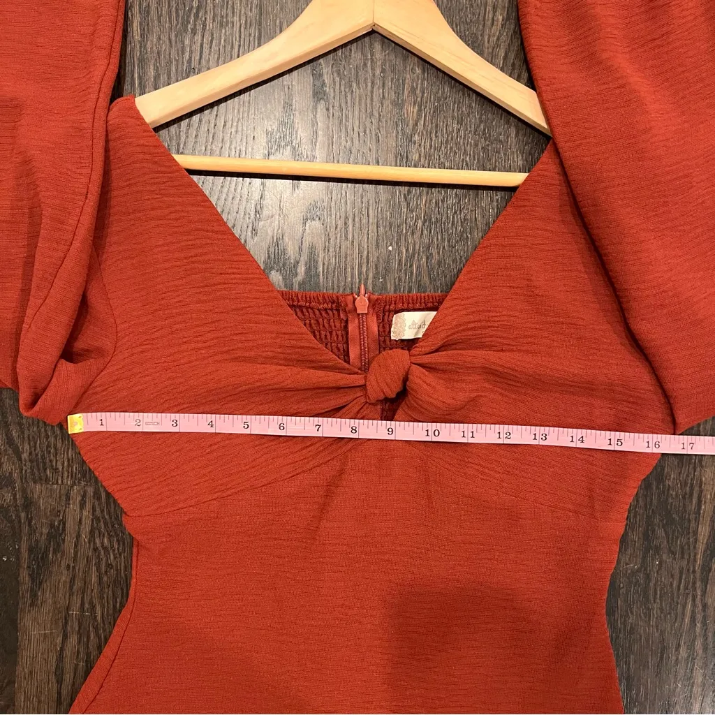 Altar'd State Rust Tie-front Long Sleeve Dresd - Image 7
