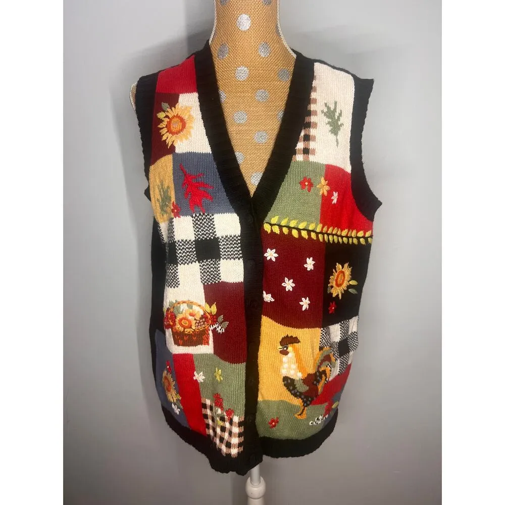 Blair vintage cottage country knit women's vest size XL - Image 2