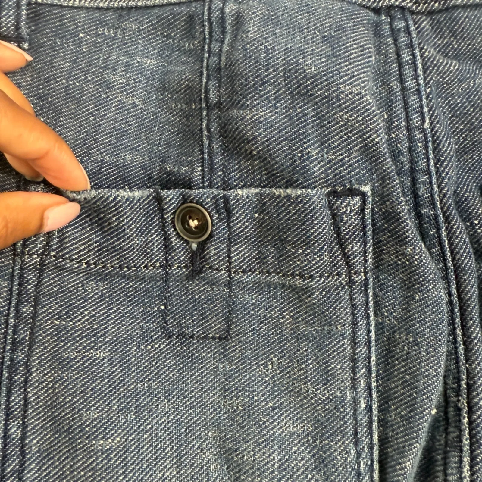 We The Free Linen Cotton Blend Jogger‎ Pants Denim Blue Womens Size 27 - Image 9