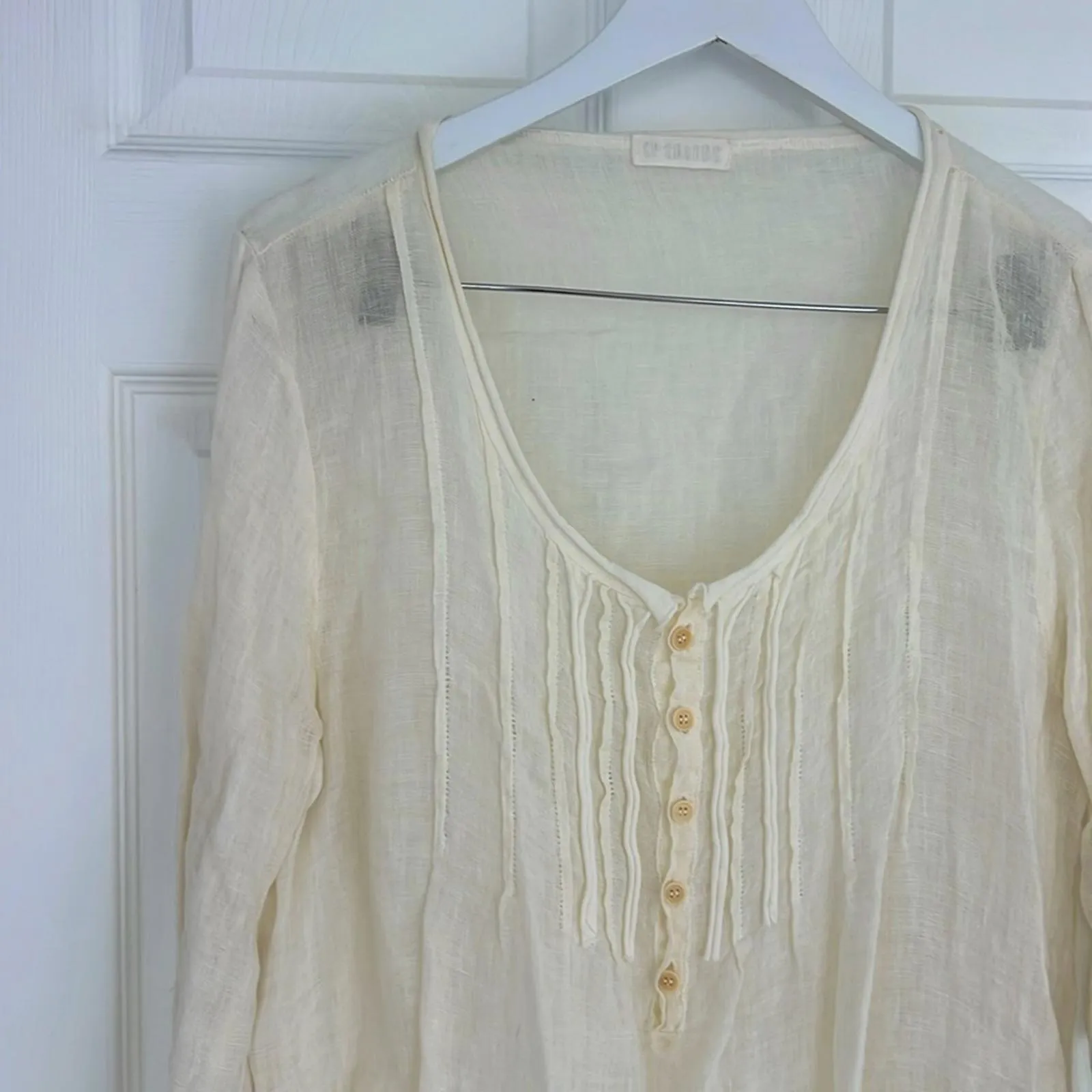 CP SHADES 100% Linen Cream Regina Long Sleeve Tunic Size L $245 [COPY] - Image 2