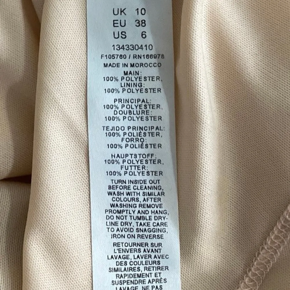 ASOS Beige Tie Dye  High Neck Chiffon Drape Sleeveless Mini Sheath Dress Size 6 - Image 8