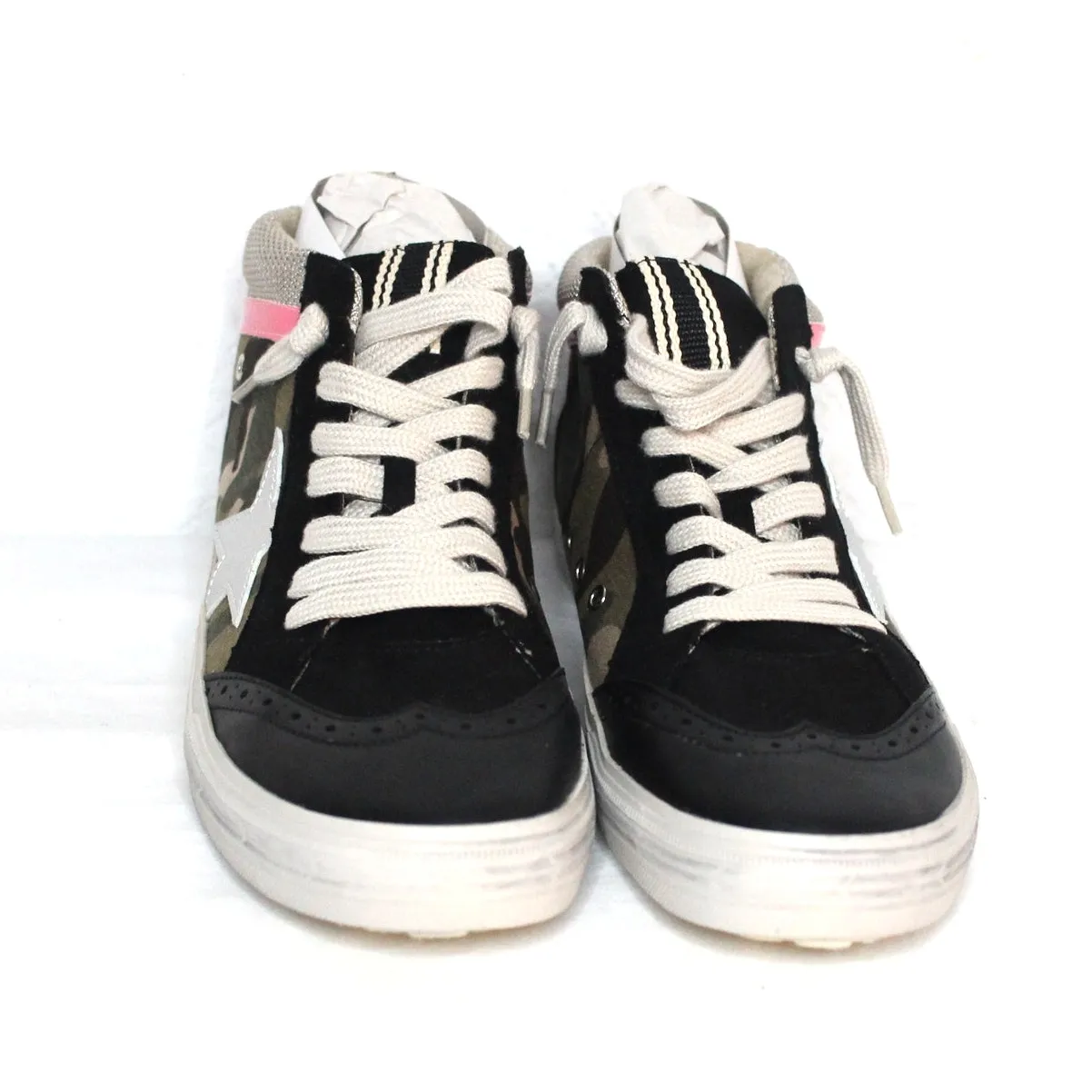 Shu Shop Rina Green Camo Print Lace Up Hi Top Fashion Sneaker Size 11 NIB Star - Image 2