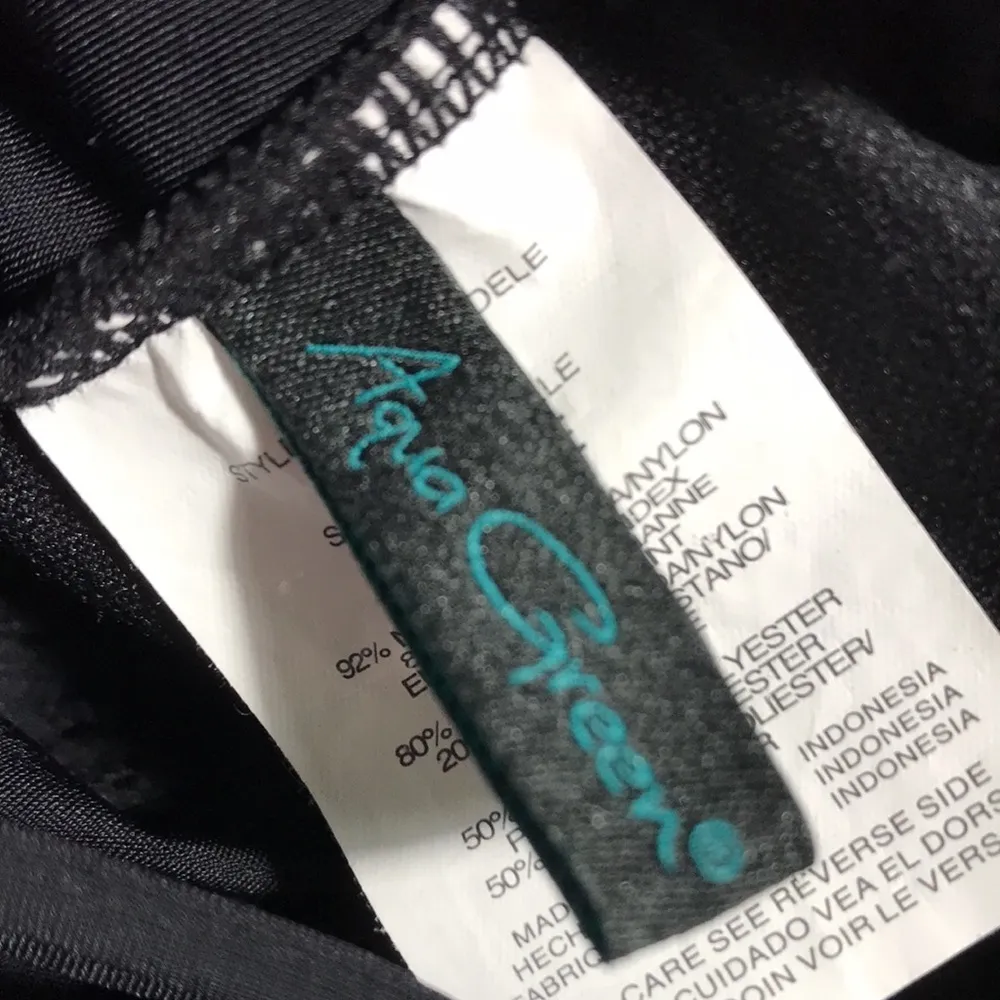 Aqua Green Crochet One Piece High Neck Swimsuit Black XL NWOT Padded Cups - Image 4