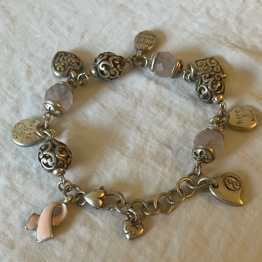 Brighton: 2006 Silver Tone Breast Cancer Charm Bracelet - Image 8