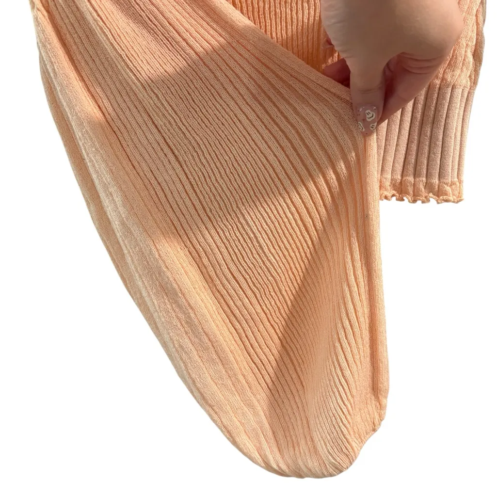Zara Light Peach Knit Cropped Sweater Top - Image 4