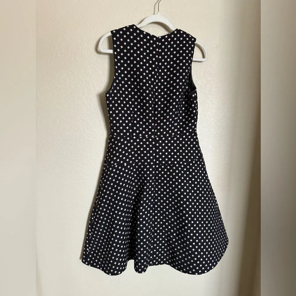 KATE SPADE Diamond Jacquard A-line Dress Sz 8‎ Black Sleeveless Skater - Image 9