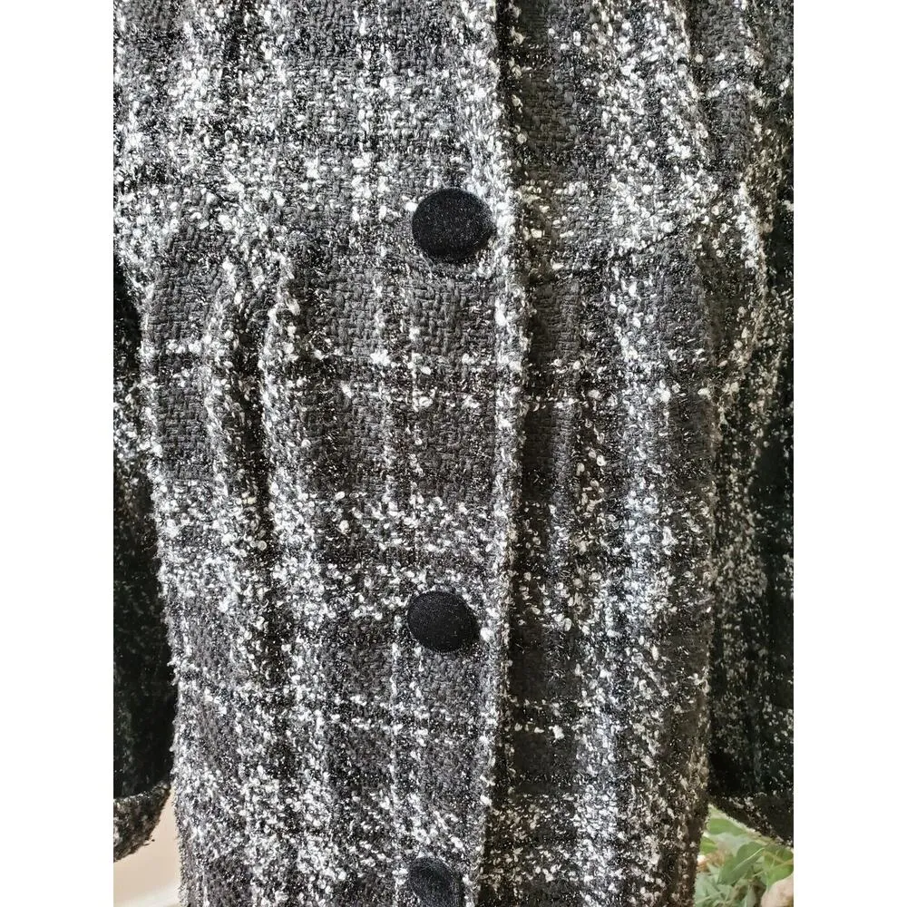 Davi Antte Women's Gray & White Plaid Long Sleeve Buttons Front Jacket Coat XL - Image 3