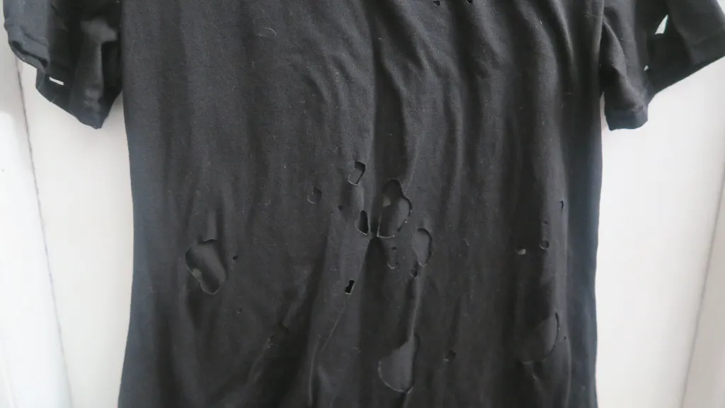 distressed ripped holes holey t-shirt. Size tag was removed but it fits like a small.   - Image 3