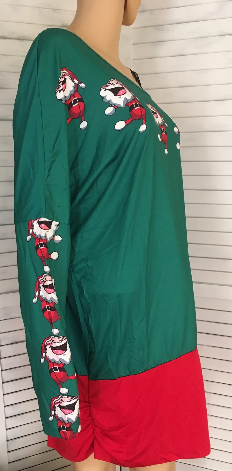 Christmas Cold Shoulder Blouse, XL Green - Image 4