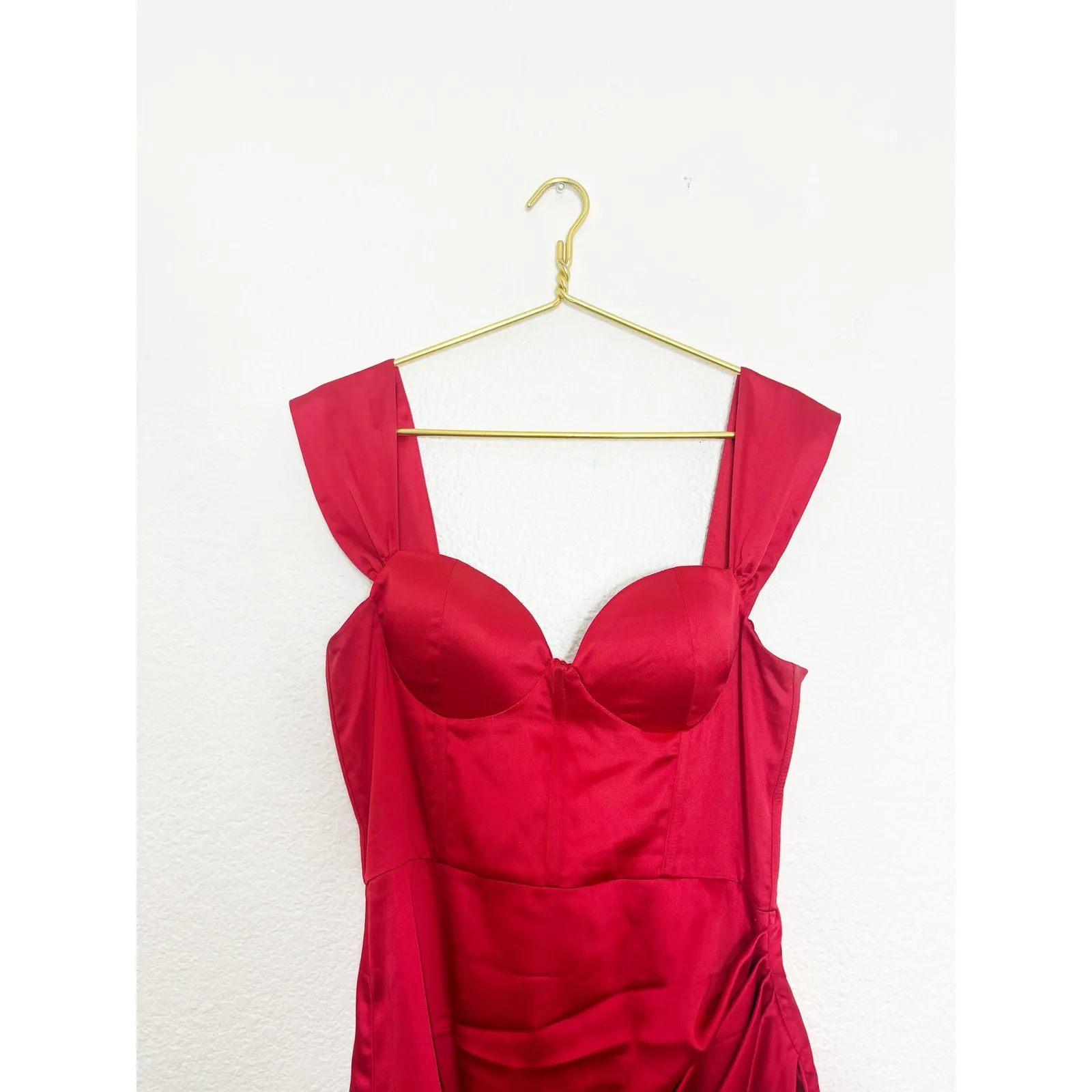 Miss Circle Hedy Red Satin Corset Draped Dress Size XL Sexy Cocktail Wedding - Image 5