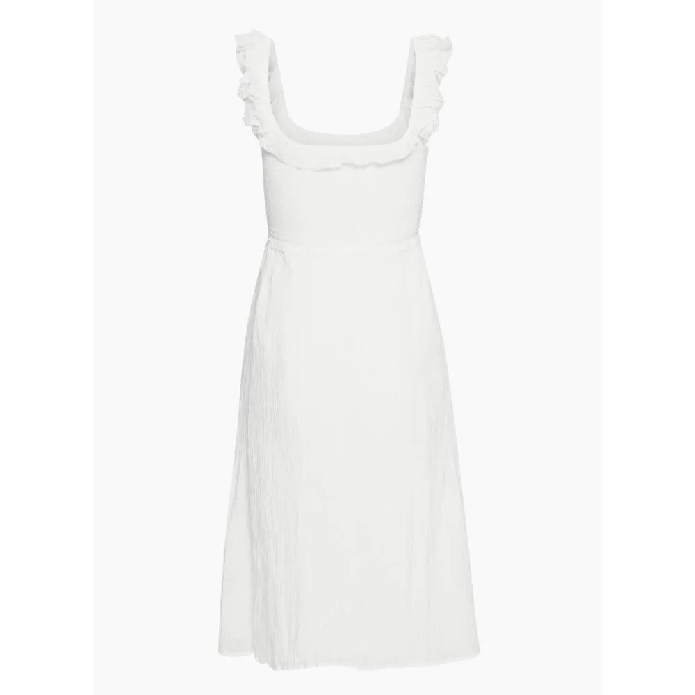 Aritzia Wilfred Reminisce White Sleeveless Smocked Camisole Midi A-Line Dress S - Image 11