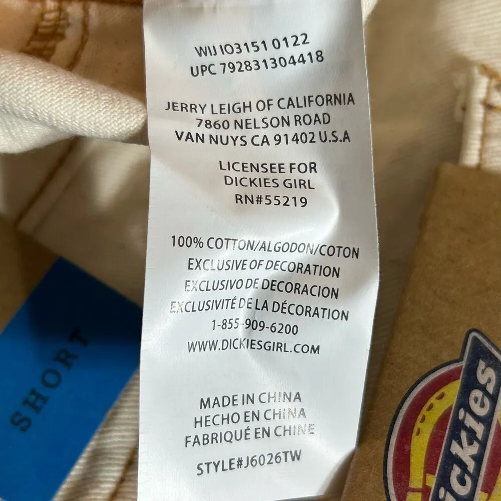 Dickies Shorts Womens Juniors 9/29 Cream High Rise Carpenter Shorts‎ NEW - Image 8