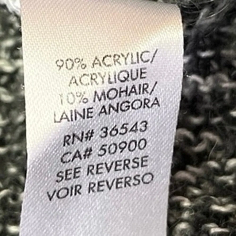 Calvin Klein Gray Mohair Knitted V-Neck Long Sleeve Pullover Sweater Top Size XS - Image 4