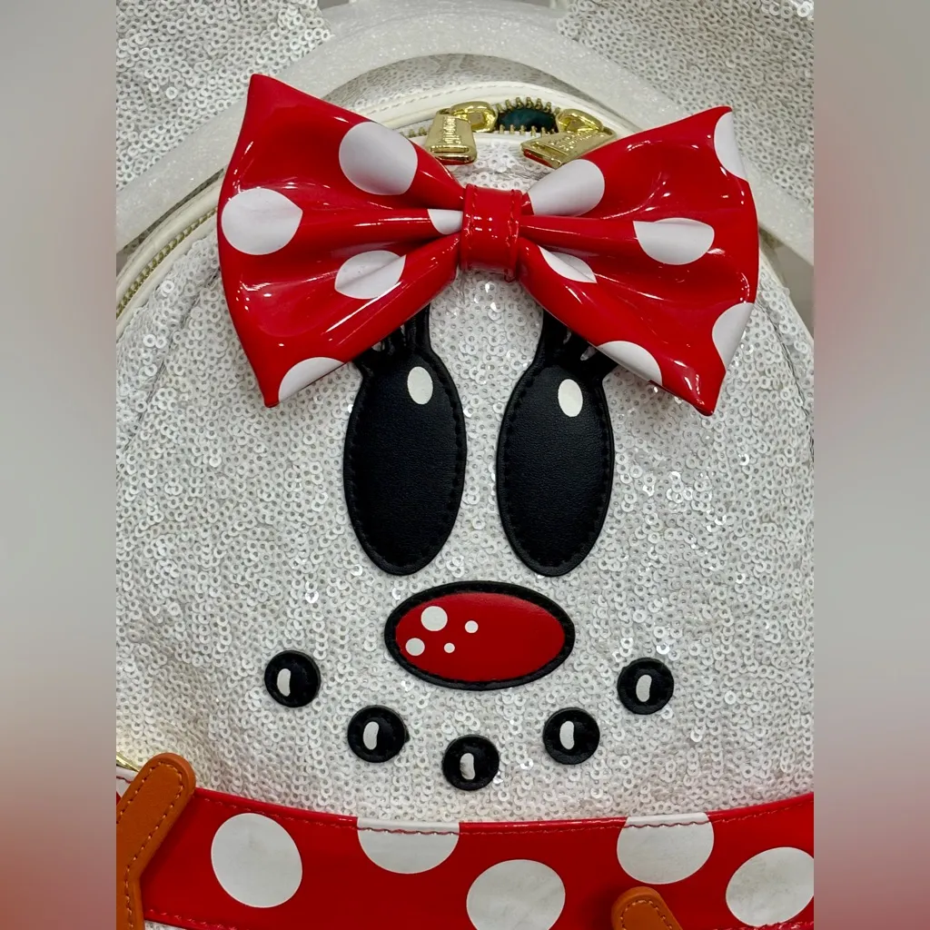 Loungefly Disney Snowman Minnie Mouse Sequin Mini Backpack. NWT - Image 10
