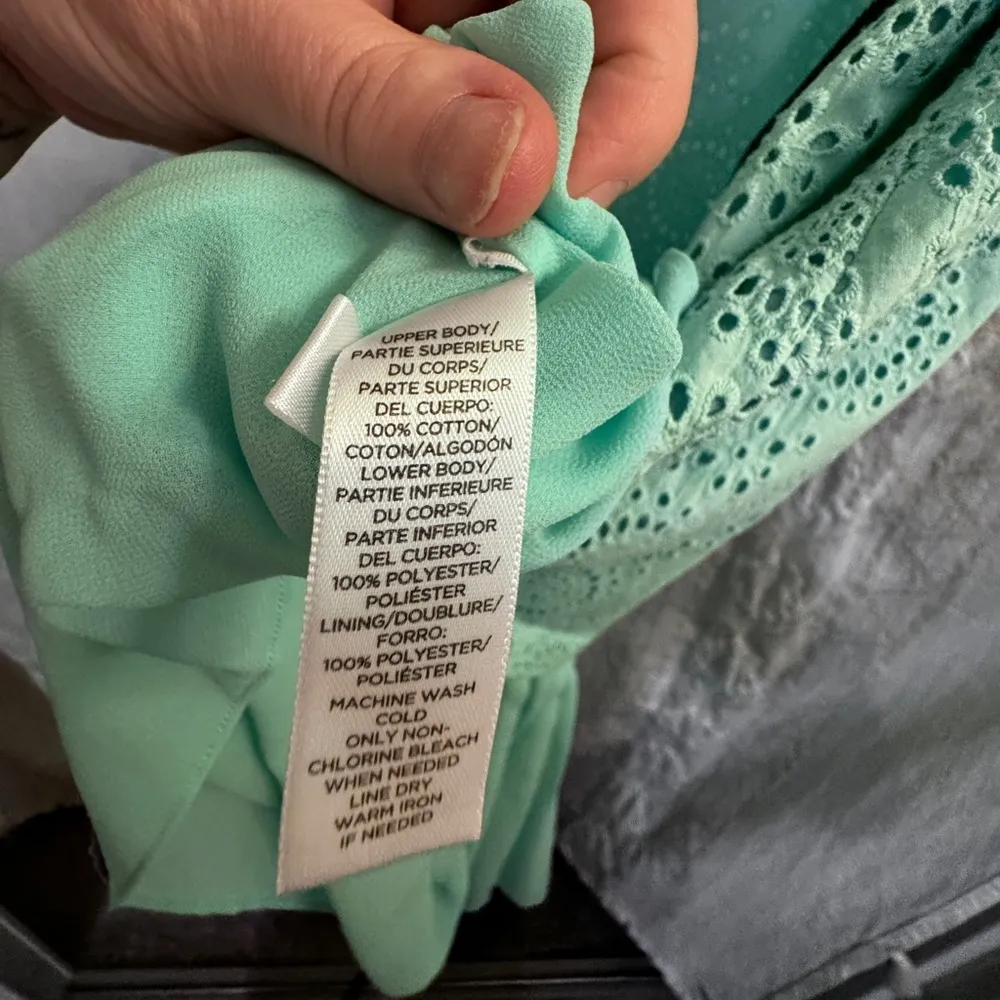 Anne Taylor Loft Mint Green Dress, Size 6, Eyelette & Pleated - Image 10