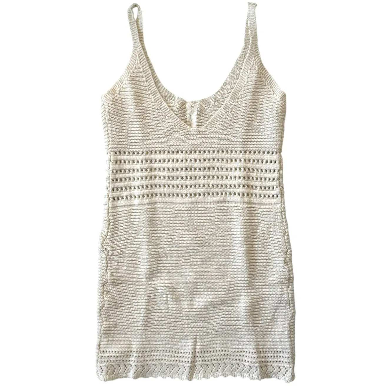 Cupshe Sand Ribbed Bodycon Beach Dress Crochet Size Small Knitwear NWT - Image 5