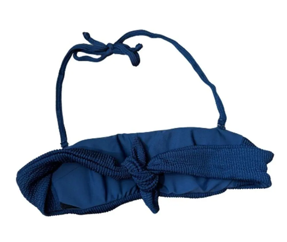 Veronica Beard Catarina Strap Knit Bikini Top Size Small Crinkle Tie Bandeau - Image 2