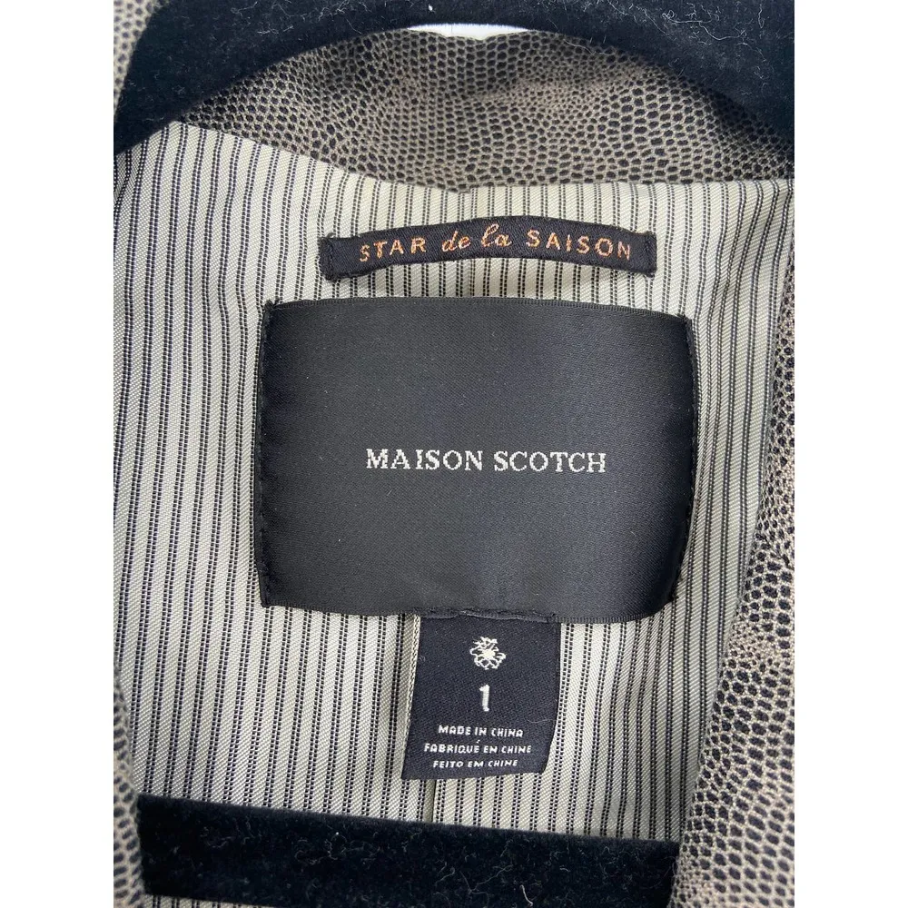 Maison Scotch Linen Cotton Blend Double Breasted Animal Print Blazer Jacket - Image 4