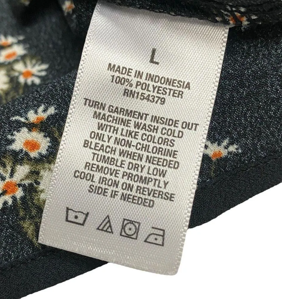 Aeropostale 100% Polyester Black Floral Mini Skirt Back Slit Women's Large Y2K - Image 6