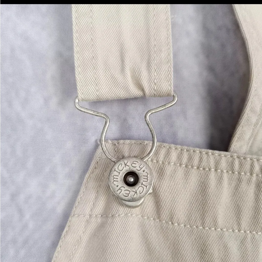 Vintage Disney Y2K Mickey Mouse Embroidered tan shorts Overalls bibs 22 - Image 7