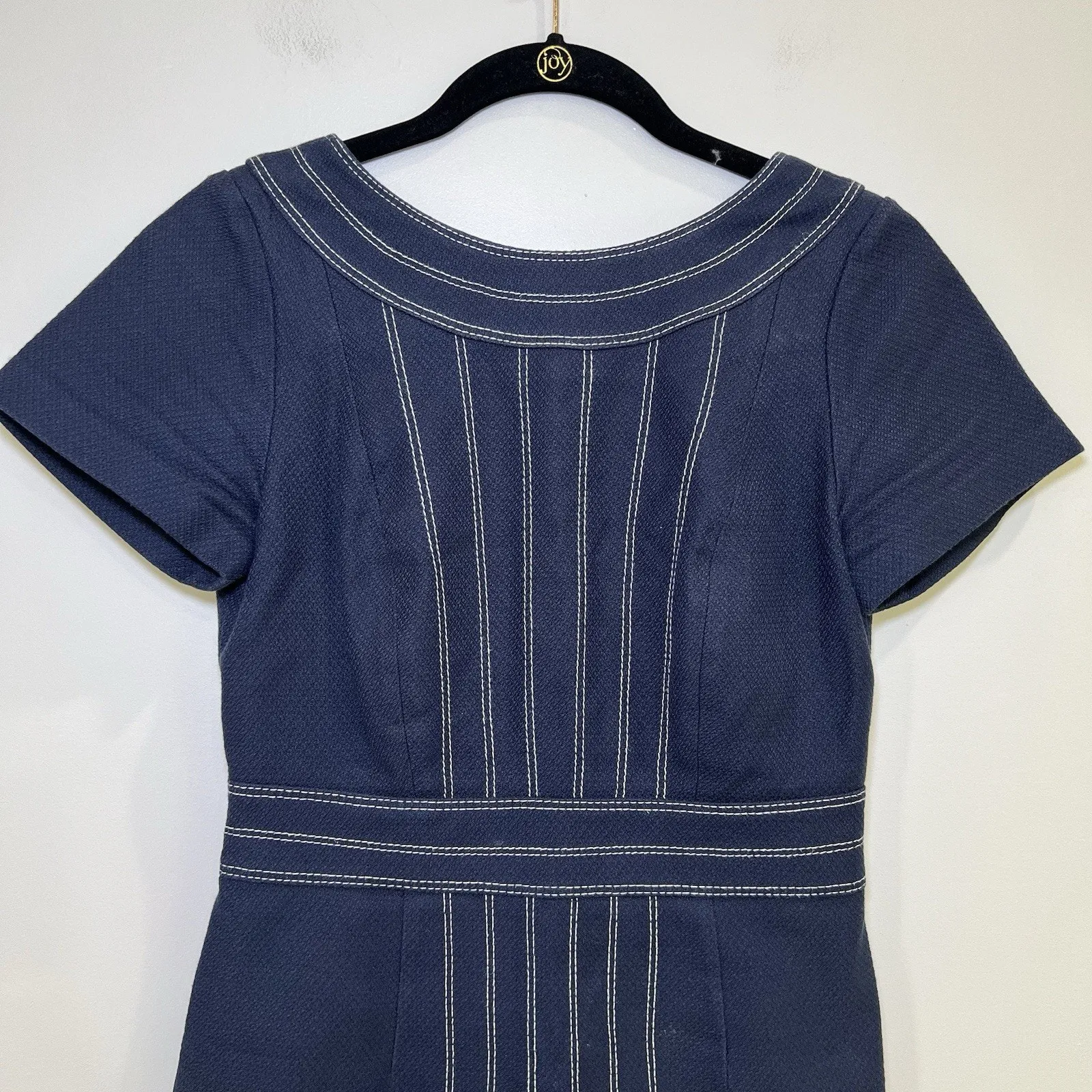 Boden Kitty Sheath Textured Midi Dress Size U.S. 2R UK‎ 6R Navy Blue - Image 5