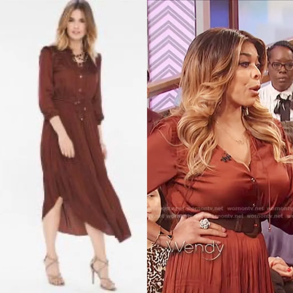 Chico’s Peasant Boho Button Up Flowy Midi Dress Rich Mahogany Brown NEW Size 10 - Image 2