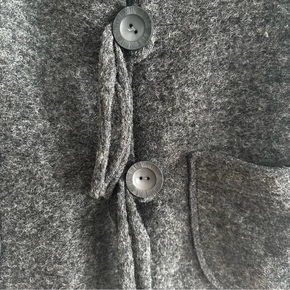 Lola Made in Italy Wool Jacket Hood Large Gray - Image 5