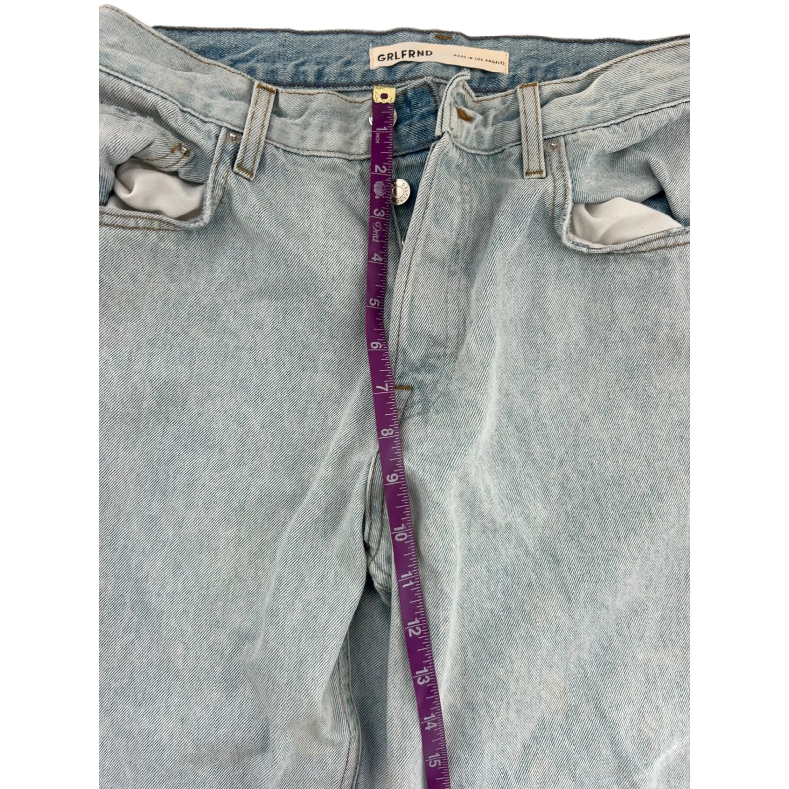 GRLFRND The Bella Low Rise Boyfriend Jeans Light Wash Distressed Echo Park 27 - Image 7