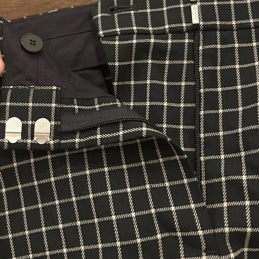 THEORY Black Checked Classic Crop Pants Stretch Wool Blend Size 8 Style N075204R - Image 11