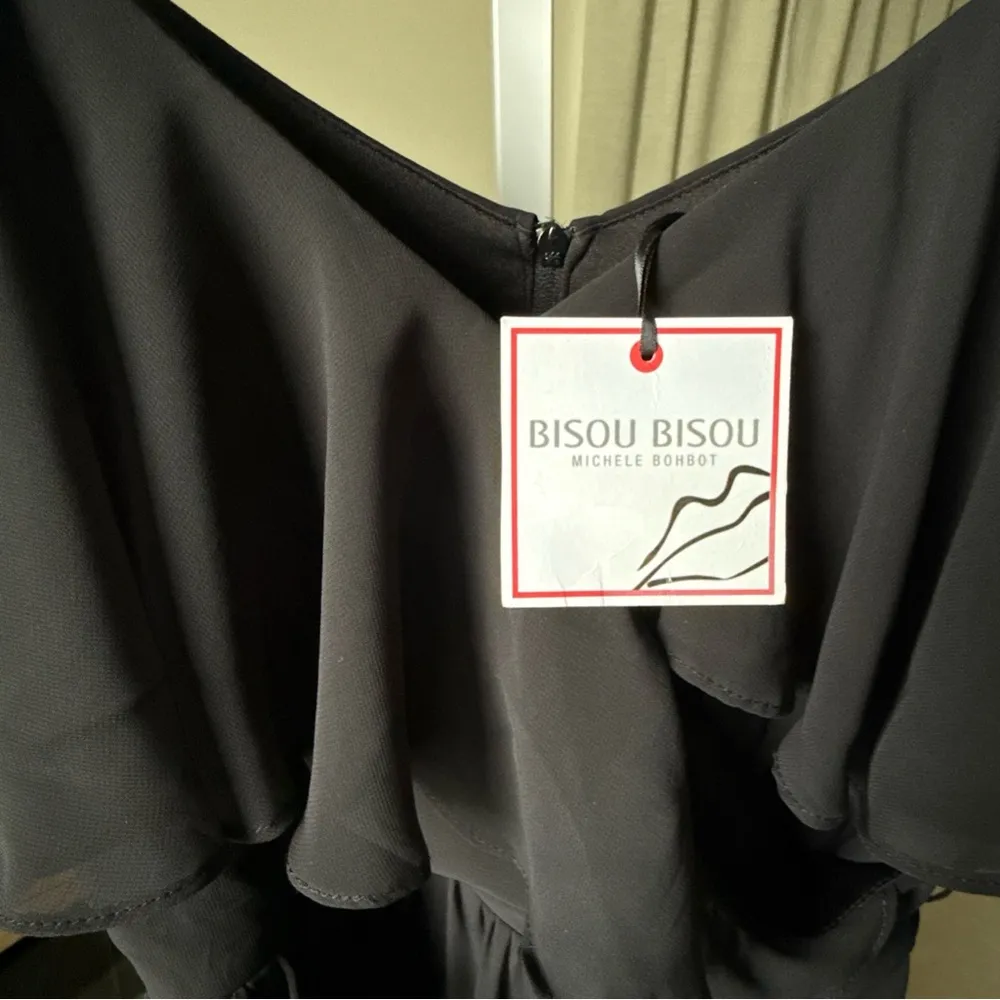 Bisou Bisou Michele Bohbot Sleeveless Belted Black Maxi Dress size 6 NWT - Image 4