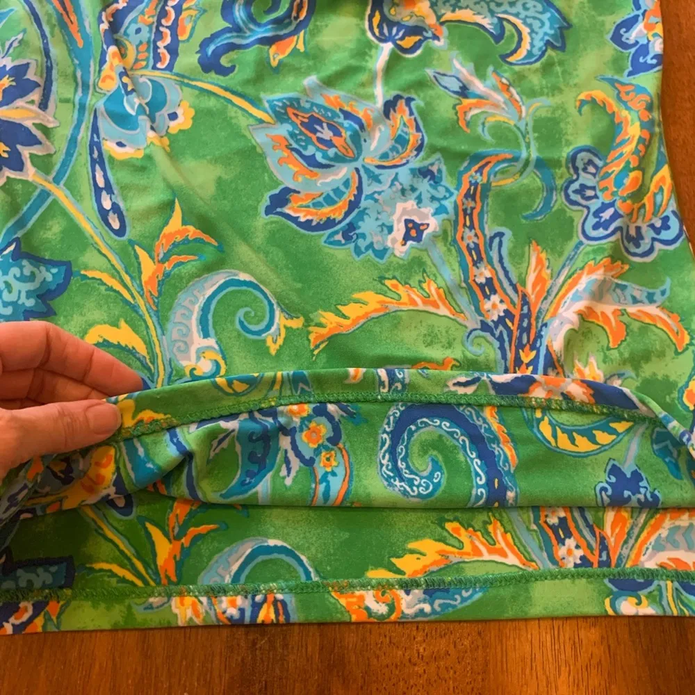 Ralph Lauren Top Small Green, Blue, Orange Fitted Draped Neckline Tank Top Soft - Image 3