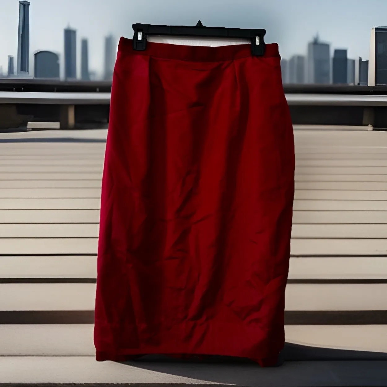 VTG 80s DONCASTER Collection Women's Sz 12 Pleated 100% Wool Crepe USA Christmas - Image 7