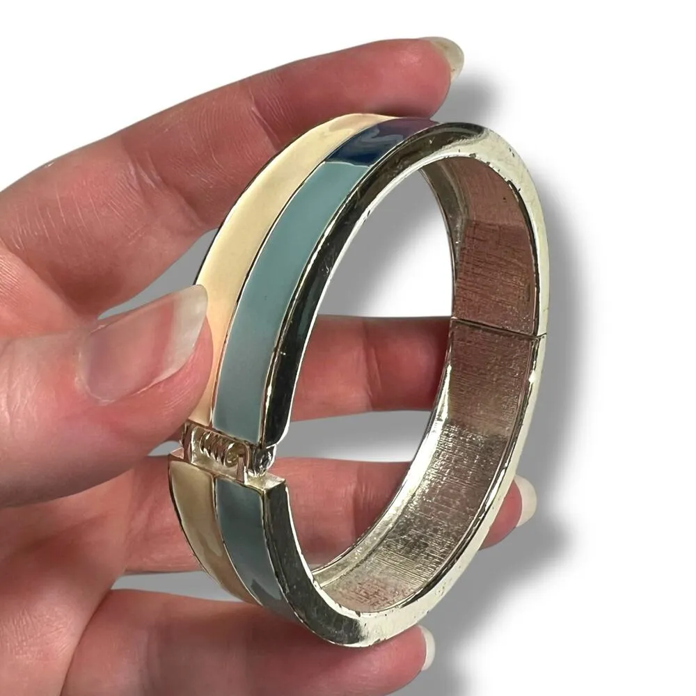 Womens Bangle Cuff Bracelet Fashion Jewelry Blue Cream Silver - Image 7