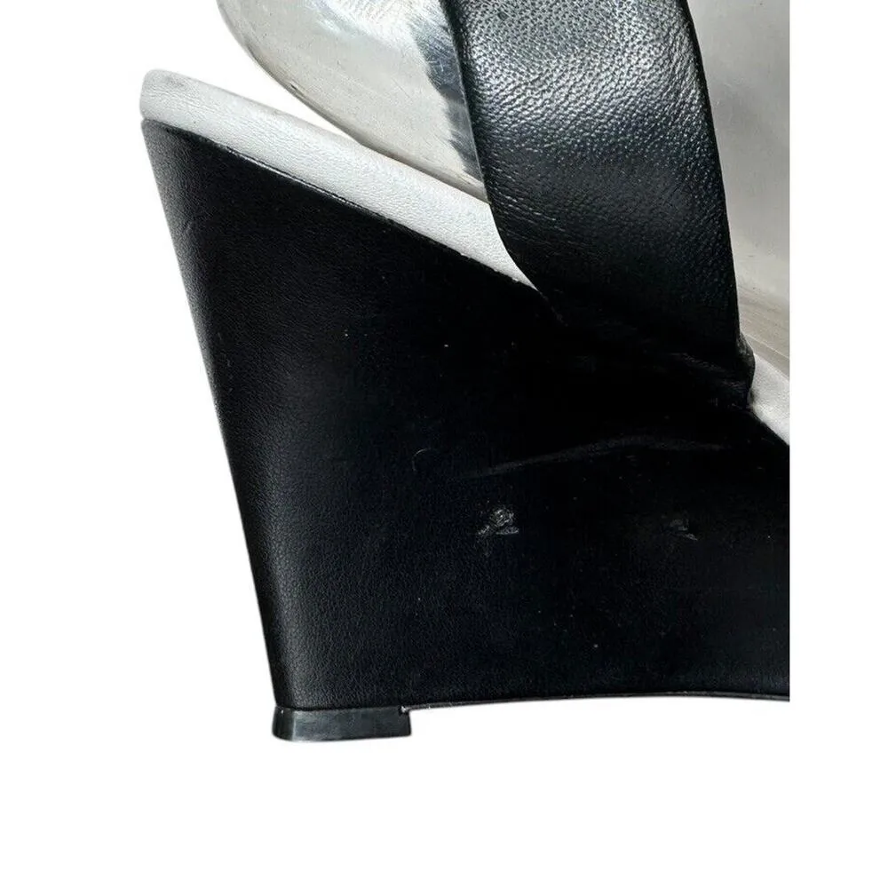 White House Black Market Ashton Leather Ankle Strap Wedge Heel Sandals Chain 9 - Image 5