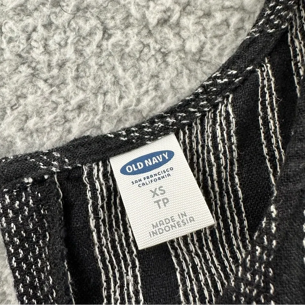 NWT Old Navy Sleeveless Linen‎ Blend Shift Dress Black White Women's XS - Image 5