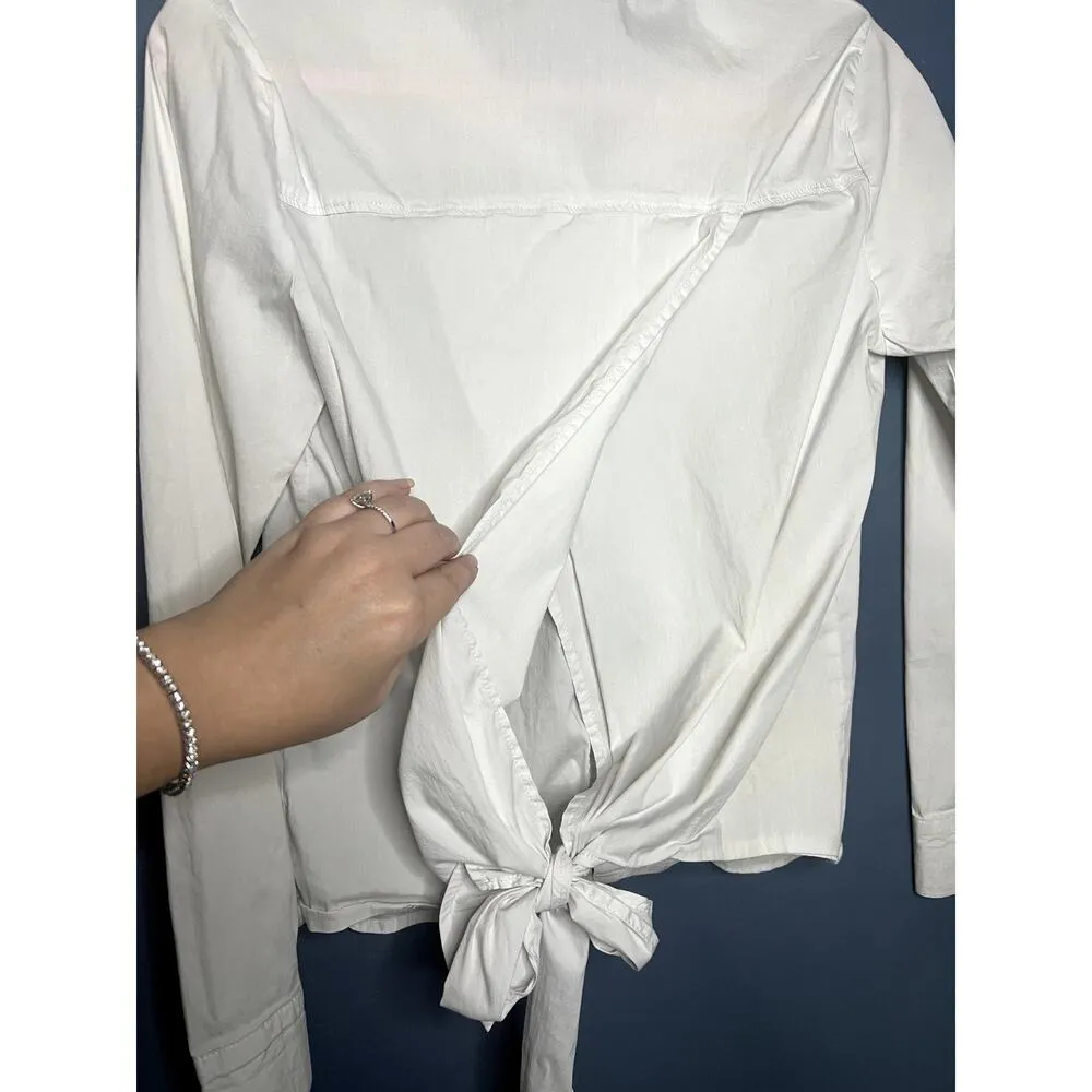 Mono B Size Medium Button Down White Corpcore Top with Bow Tie Back Preppy Girly - Image 4