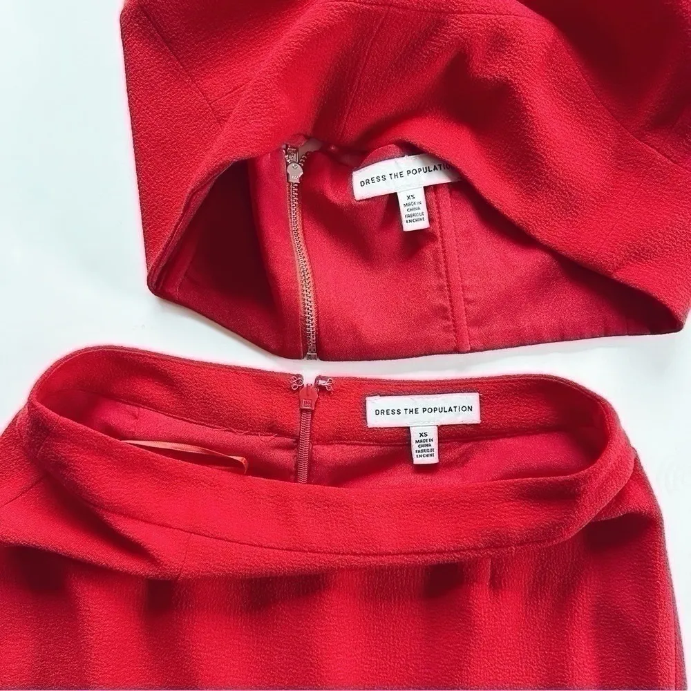 NEW Dress The Population Women’s Elliana Two-Piece Faux Halter Set Rouge - Image 11