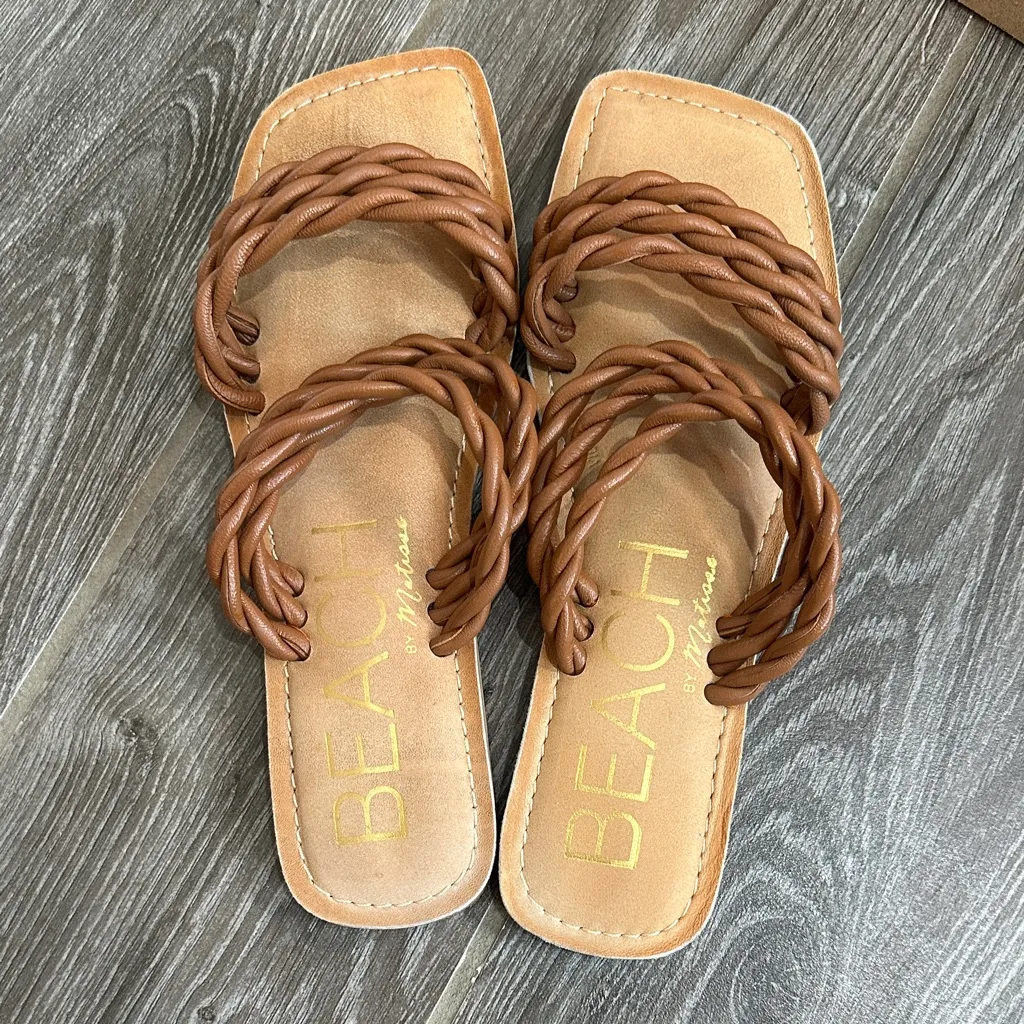 Beach by Matisse Brown Braided Sandals size 8 women’s EUC - Image 2