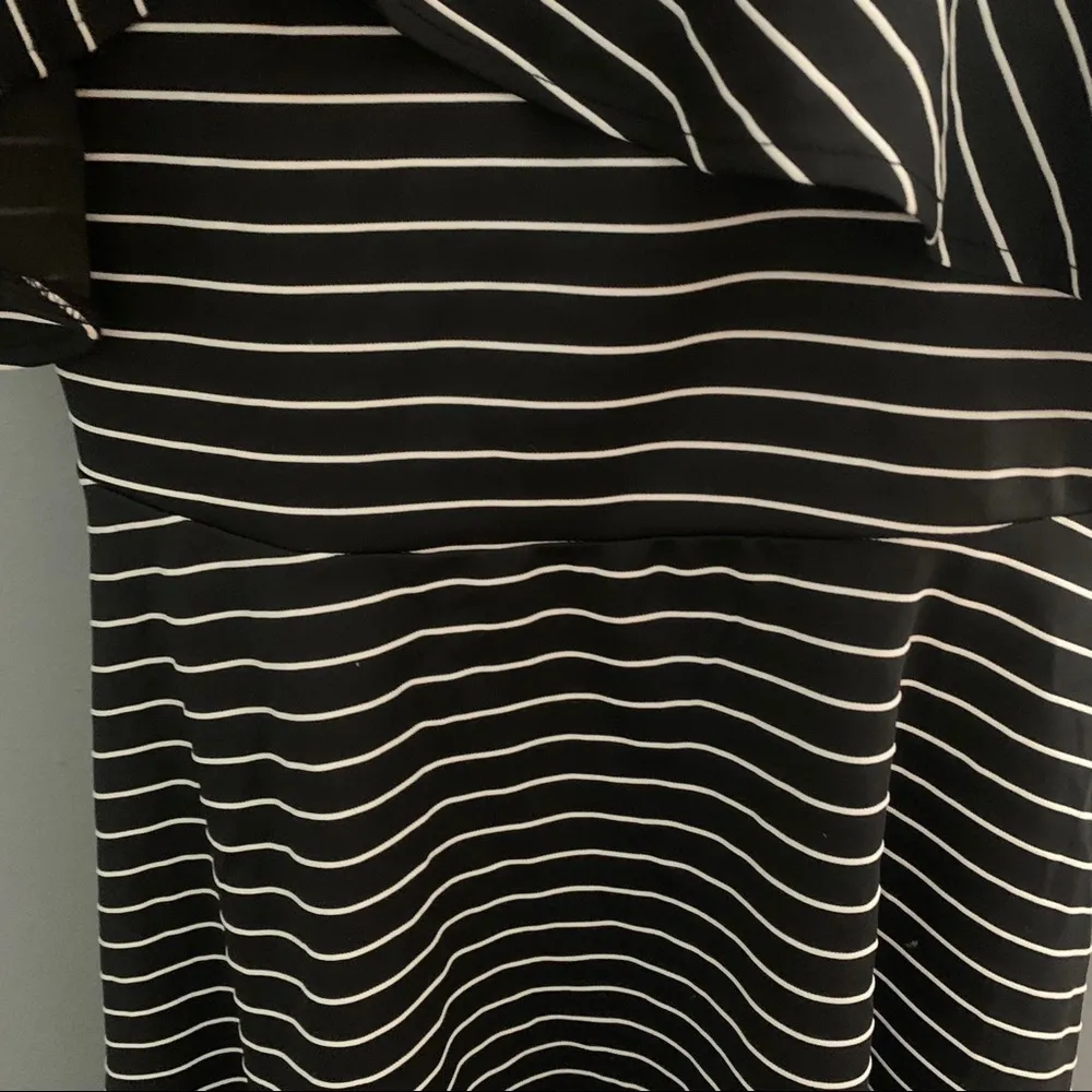 NWT Bardot black stripe ruffle shoulder dress - Image 7