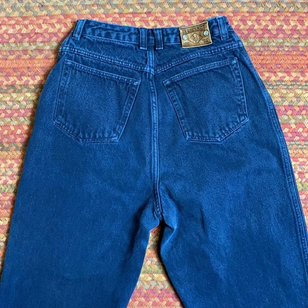 90s VINTAGE GLORIA VANDERBILT TAPERED MOM HIGH RISE SKINNY FIT DENIM JEANS Blue Size 24 - Image 6