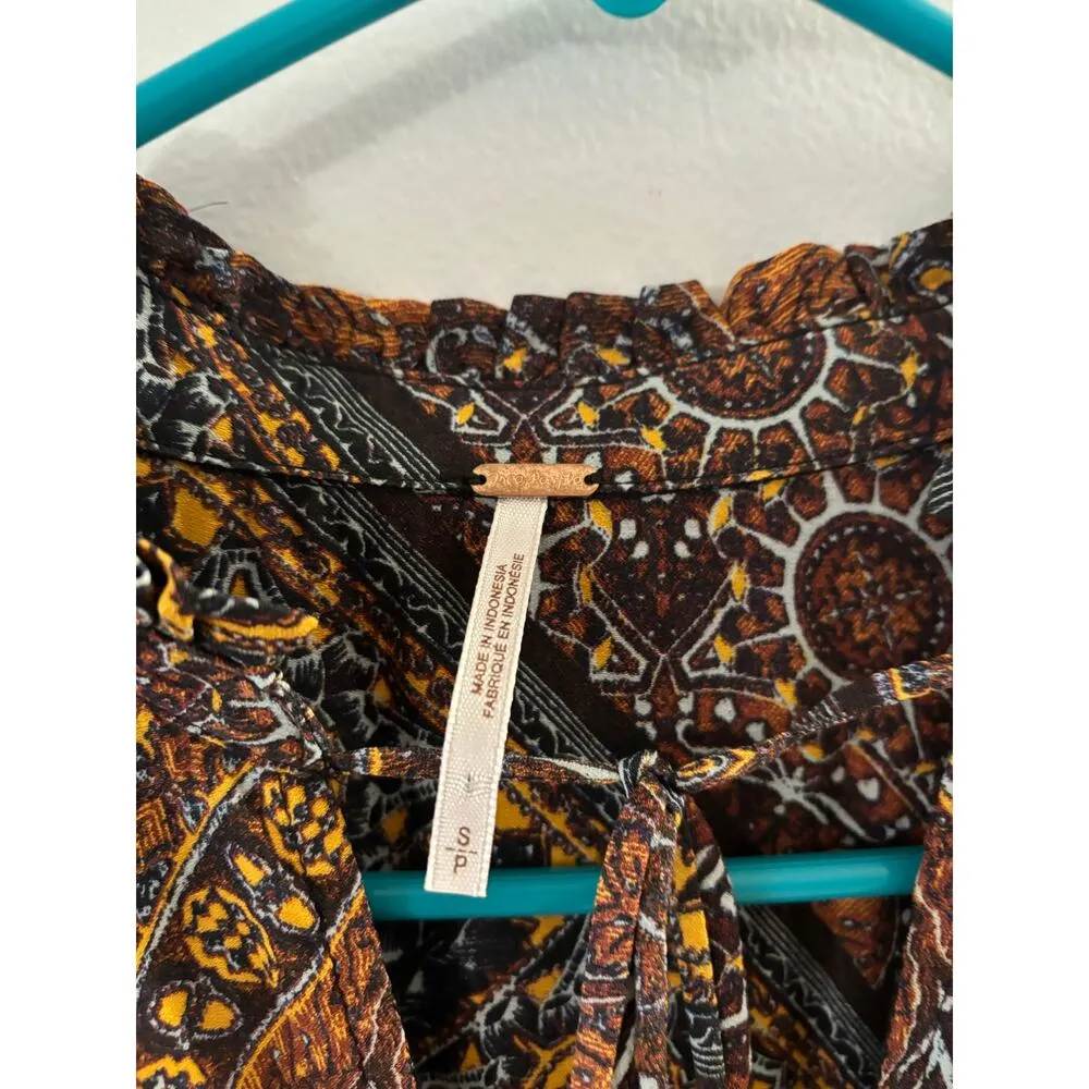 Free People Top Womens Small Blouse Little Runaway Boho Hippie Festival 70s - Image 3