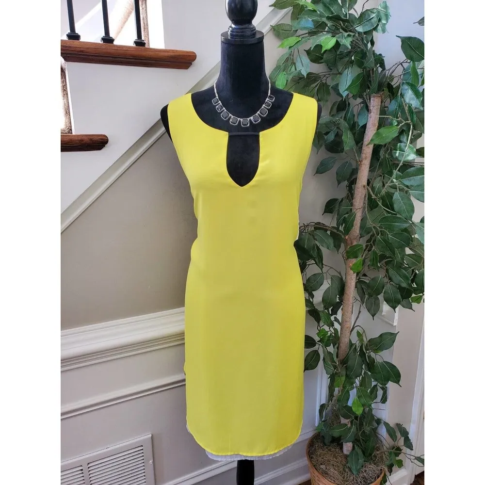 Bar III Women's Yellow Polyester Round Neck Sleeveless Knee Length Dress Size XL - Image 12