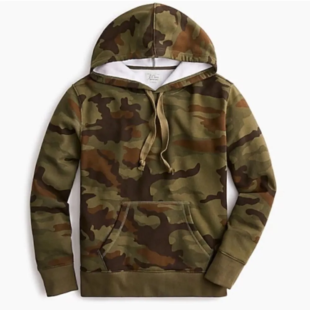 J. Crew Super Cozy Fleece Hoodie Sweatshirt in Camo Size XS - Image 3