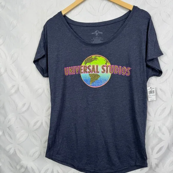 Universal Studios Puff‎ Dot Navy Short Sleeve Tee Women's Size S NWT Blue - Image 4